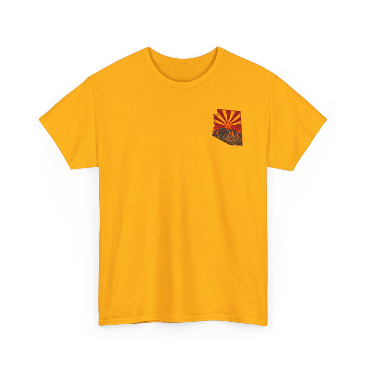 Arizona Desert Sunset Tee | State Silhouette, Saguaro Cactus, Retro Sunburst