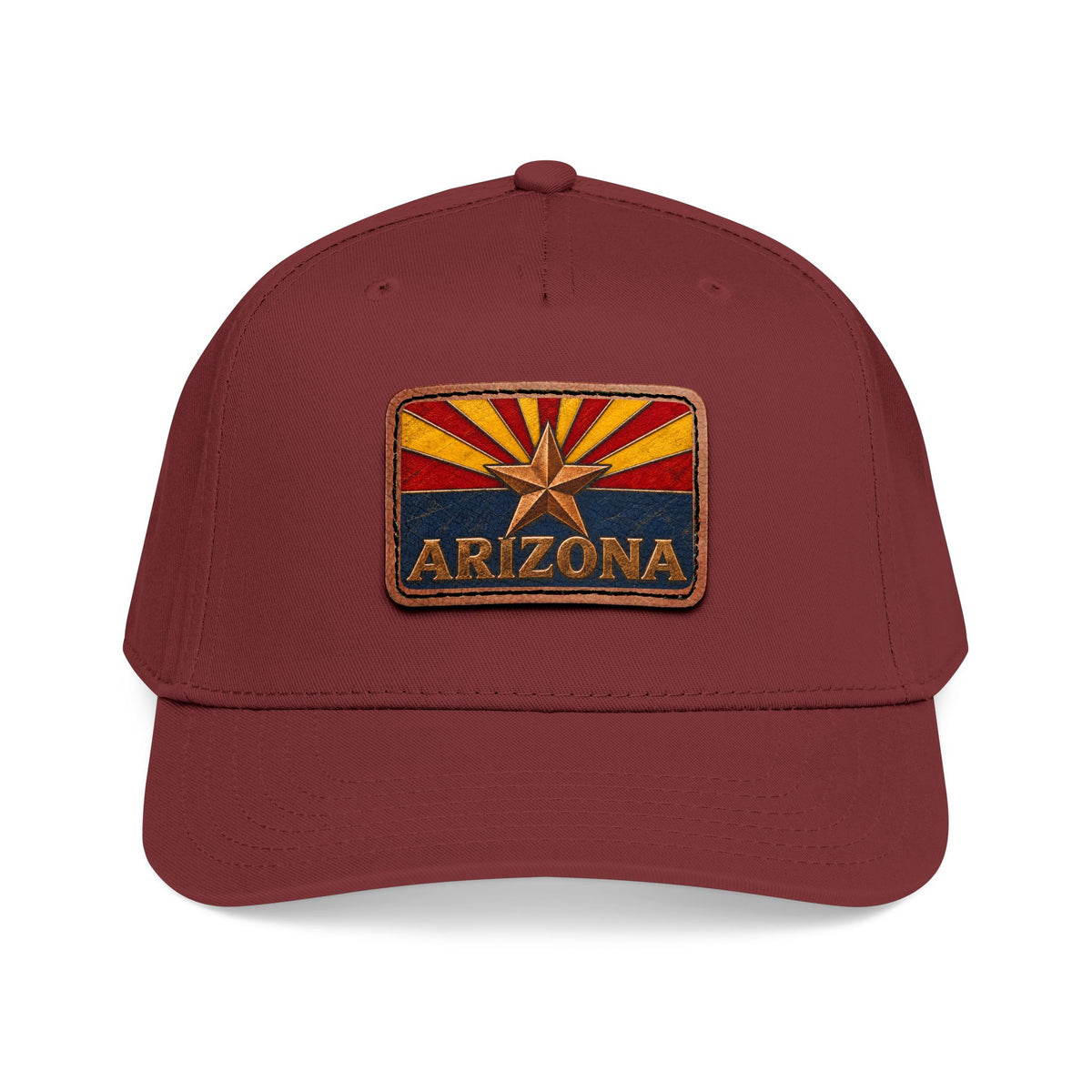 Arizona Flag Leather Patch Trucker Hat