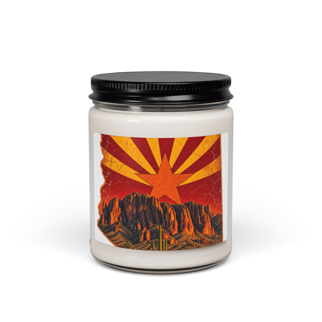 Arizona Desert Star Candle, Soy Jar Candle | Red Sunset Saguaro Design