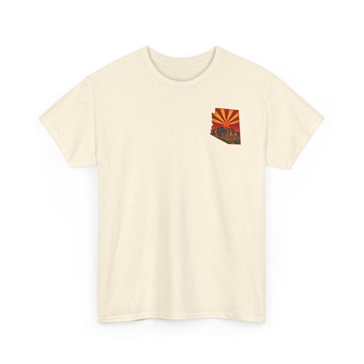Arizona Desert Sunset Tee | State Silhouette, Saguaro Cactus, Retro Sunburst