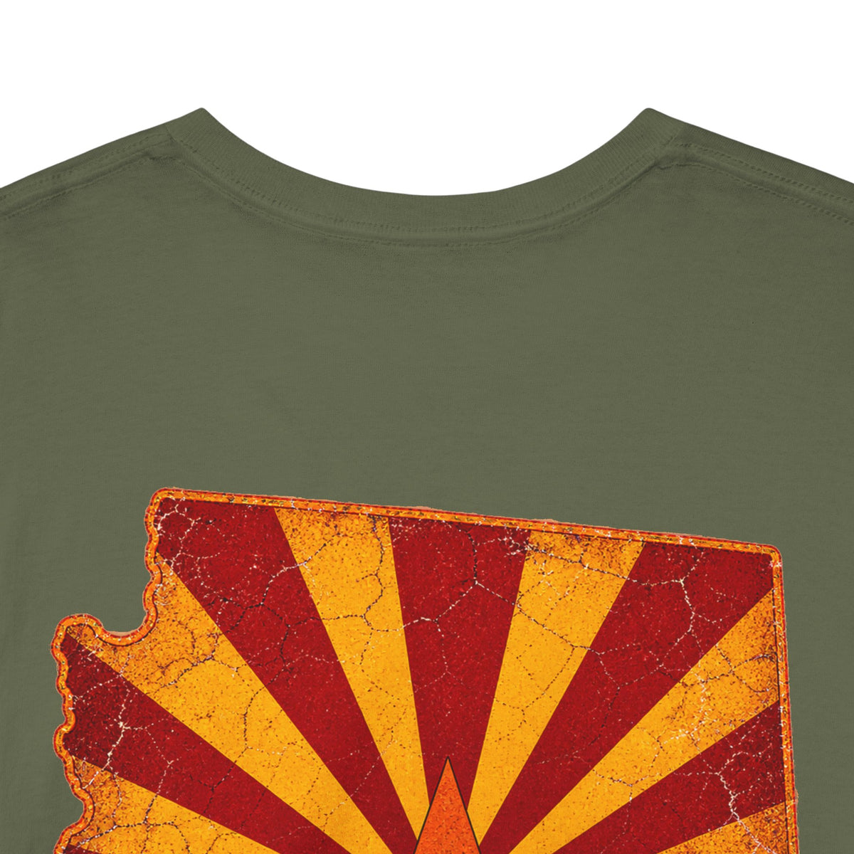 Arizona Desert Sunset Tee | State Silhouette, Saguaro Cactus, Retro Sunburst