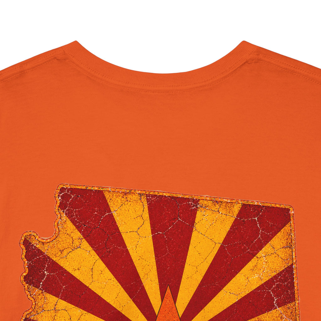 Arizona Desert Sunset Tee | State Silhouette, Saguaro Cactus, Retro Sunburst