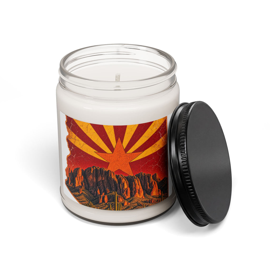 Arizona Desert Star Candle, Soy Jar Candle | Red Sunset Saguaro Design