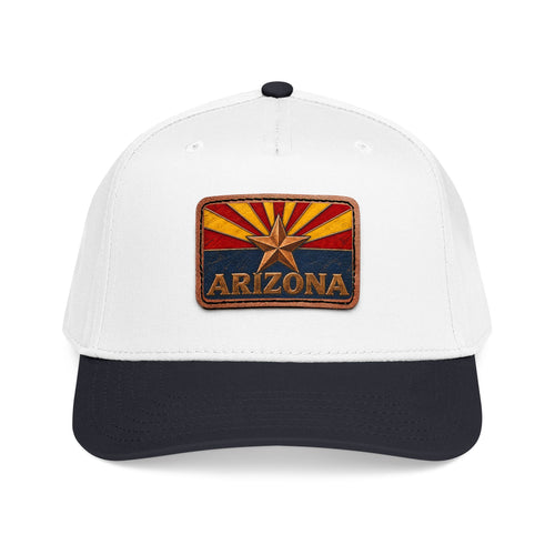 Arizona Flag Leather Patch Trucker Hat